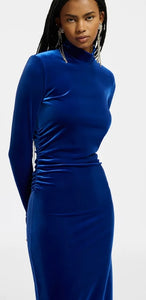 Essentiel Antwerp Blue Velvet Stretch Dress