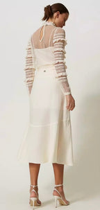 Twinset Caramel colour Linen Blend Midi Skirt