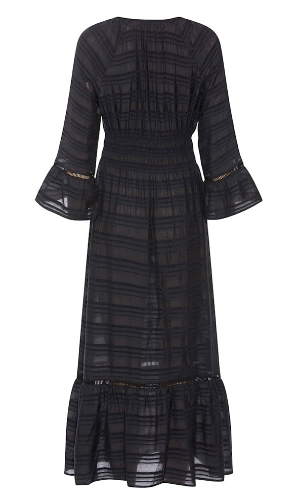 RDF Black Tiered Midi Dress