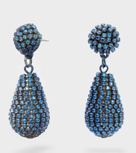 Nali Blue Pendant Crystal Droplet Earrings