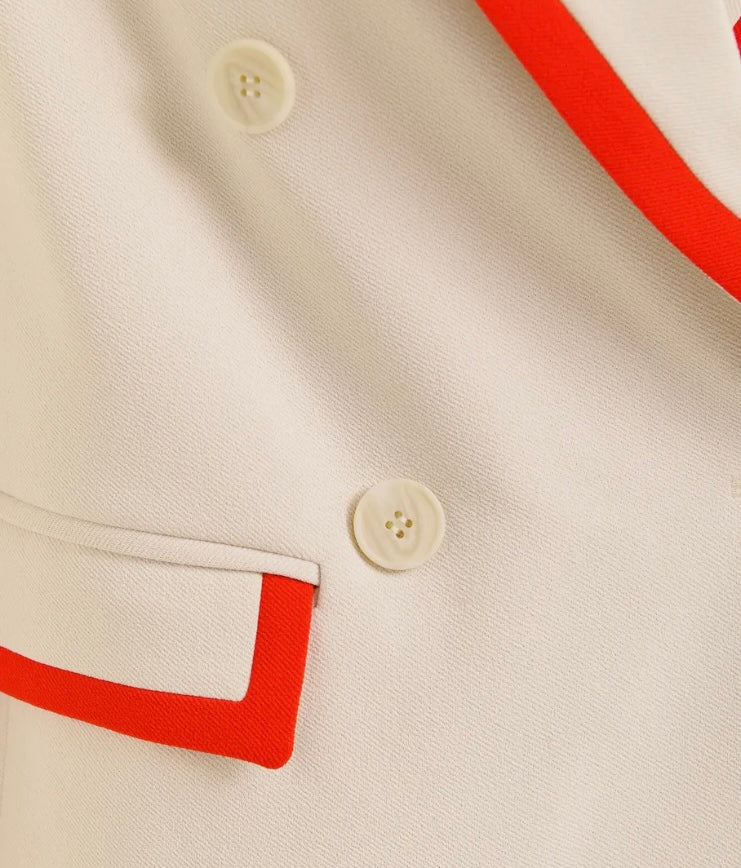 Essentiel Antwerp Off White with Orange/ Red Trim Blazer