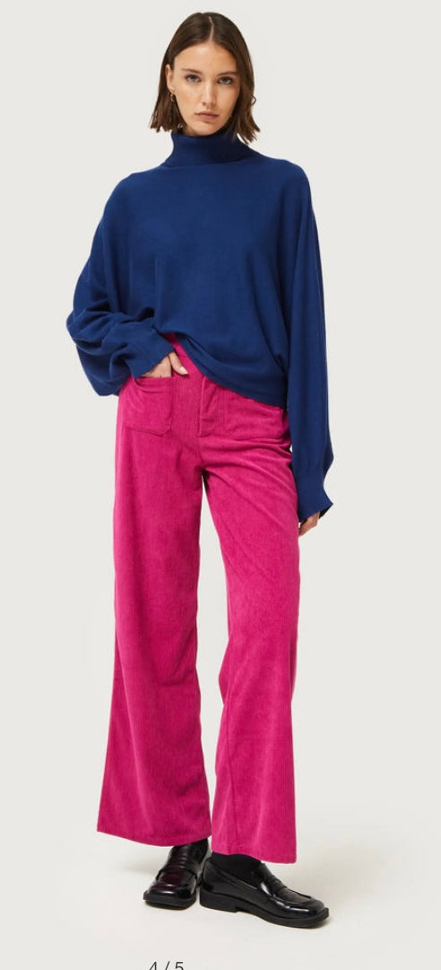 Compania Fantastica Navy Blue Rolled Neck Fine Knit Sweater