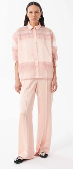 Beatrice B Baby Pink Enver Satin Wide Leg Trousers