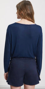 Otto’dame Navy Silk & Viscose Long Sleeve Blouse