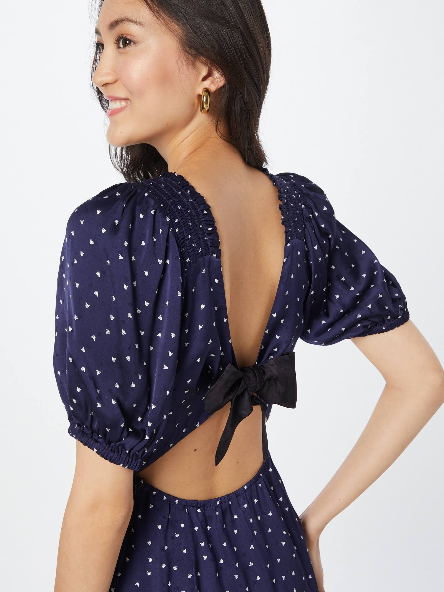 Scotch & Soda Mini Tulip Print Tie Back Satin Cutout Dress