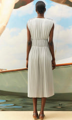 Beatrice B Dove Grey Grecian Pleated Dress