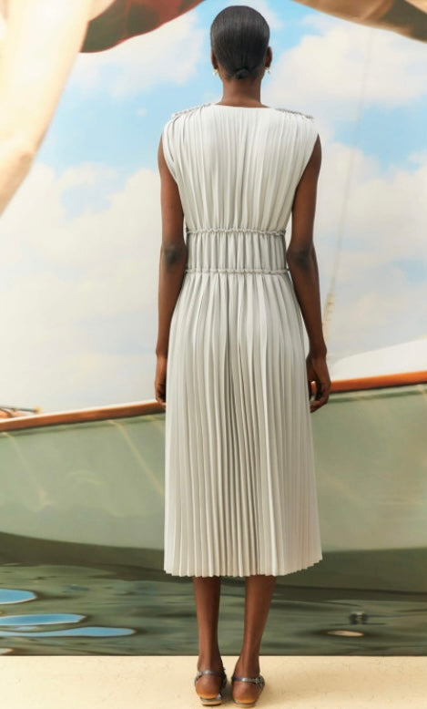 Beatrice B Dove Grey Grecian Pleated Dress