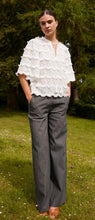 Load image into Gallery viewer, RDF White Elbow length Blouse -Top with Tassle details
