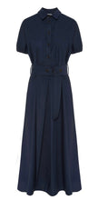 Load image into Gallery viewer, Beatrice B Navy Poplin Cotton Flared Dress
