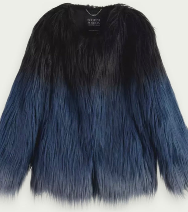 Scotch & Soda Blue / Black Faux Fur Jacket