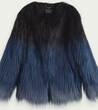 Load image into Gallery viewer, Scotch &amp; Soda Blue / Black Faux Fur Jacket
