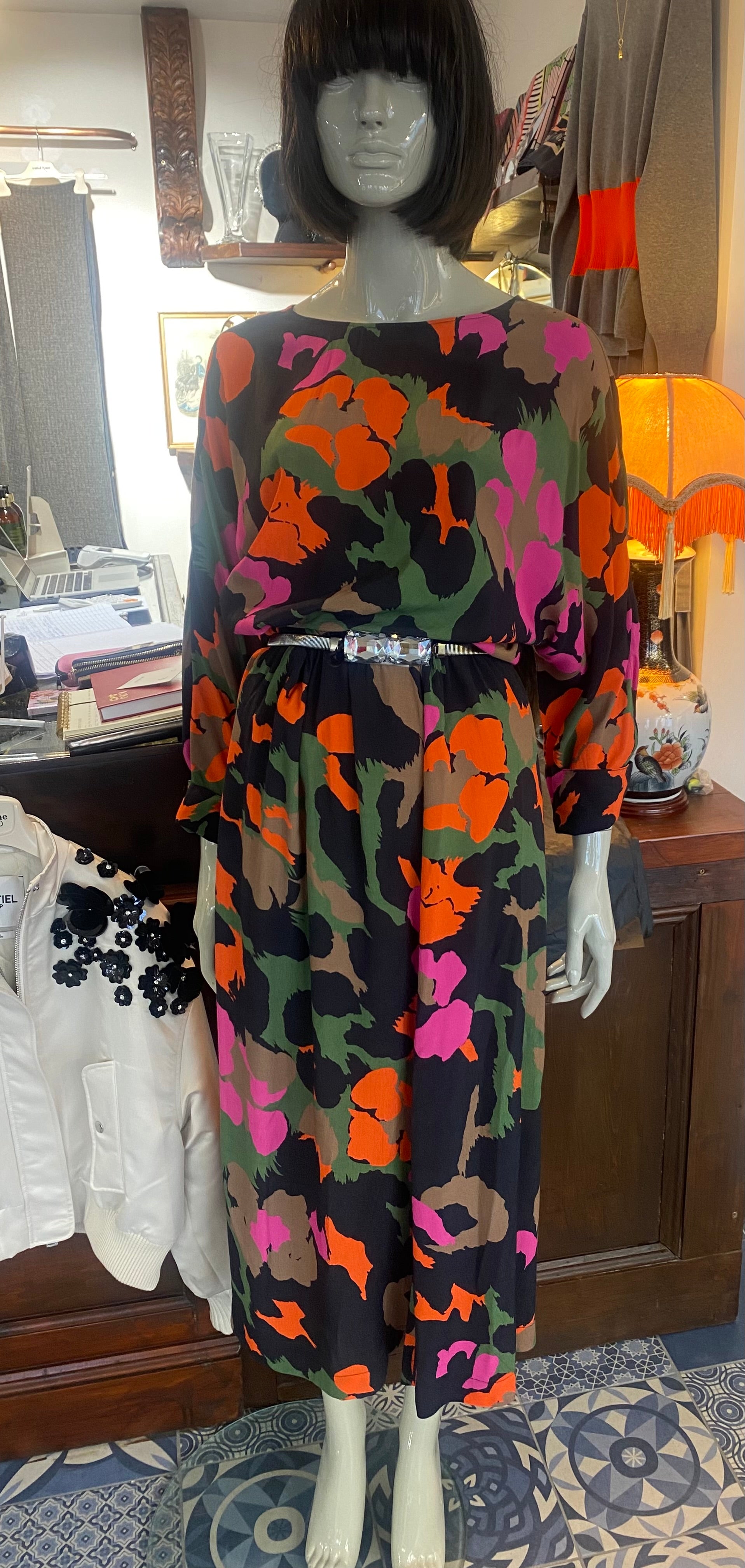 Essentiel Antwerp Neon Camouflage Midi Dress