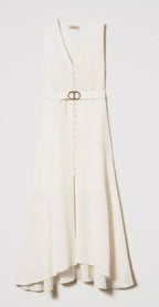 TWINSET Ivory Linen Blend Sleeveless Dress