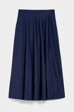PennyBlack Navy Full Circle Embroidered Skirt