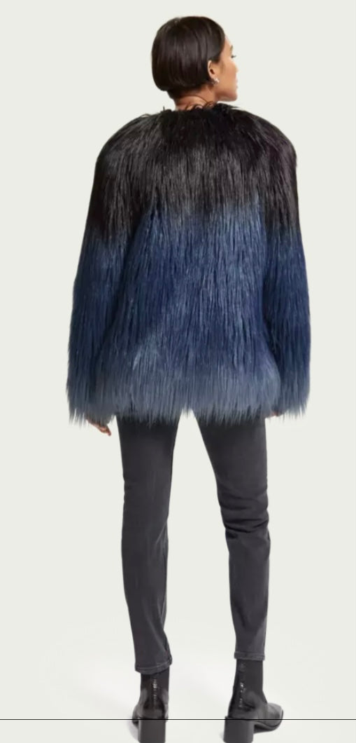 Scotch & Soda Blue / Black Faux Fur Jacket