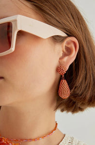 Nali Orange Pendant Crystal Droplet Earrings