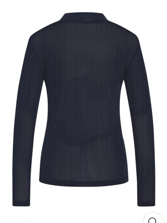 RDF Navy shimmer Crew Neck Top