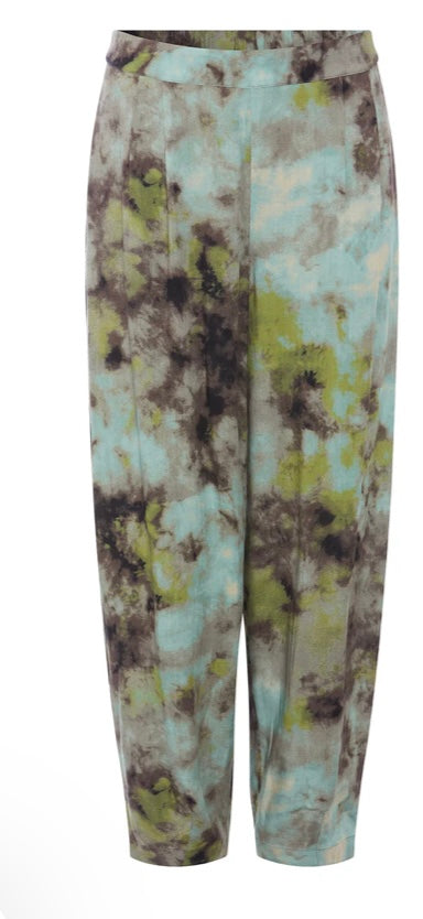 RDF Khaki Green Marble Print Loose Lounge Wear Trousers