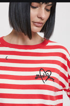Ottodame Red & Off White Stripe Viscose Sweater