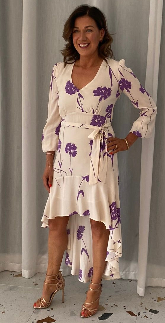 Twinset Lilac Wisteria Dip Hem Crepe Dress