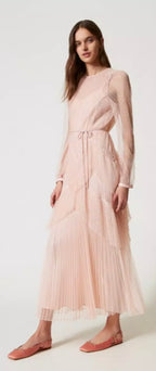 Twinset Milano Cupcake Pink Long pleated Tulle Dress