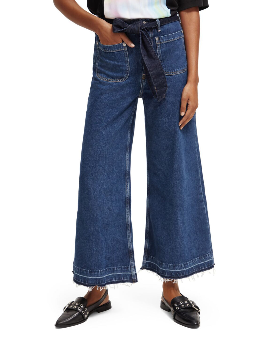 Scotch & Soda The Wave Cropped Flare Fit Close Up Jeans