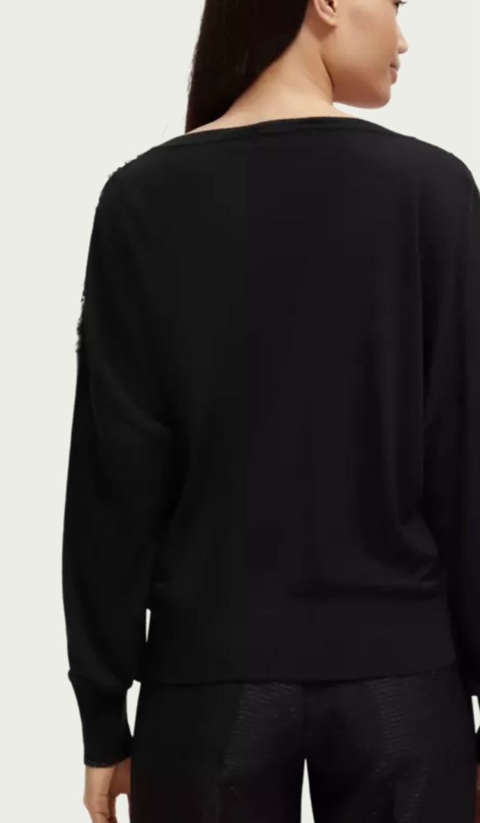 Scotch & Soda Black Fine Knit Sweater with Sequins