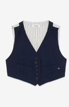 Load image into Gallery viewer, Ottod’Ame Navy  Linen blend Cropped Waistcoat Top
