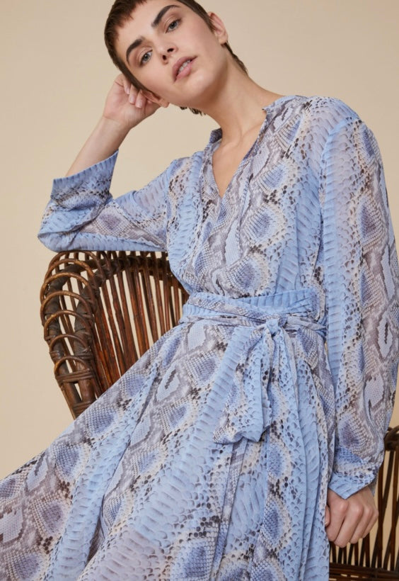 PennyBlack Blue Snake Print Georgette Short Dress