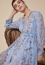 Load image into Gallery viewer, PennyBlack Blue Snake Print Georgette Short Dress
