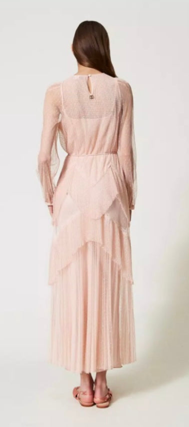 Twinset Milano Cupcake Pink Long pleated Tulle Dress