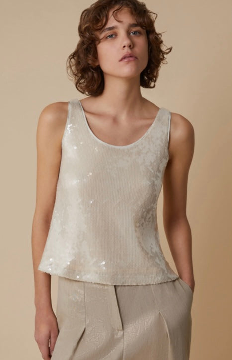 PennyBlack Champagne Sequin Top