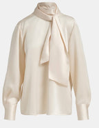 Essentiel Antwerp Winter White Satin Pussybow Blouse