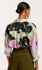 Essentiel Antwerp Khaki Silk Floral Shirt
