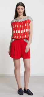 Ottodame Red Geometric Print Viscose Top