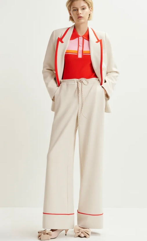 Essentiel Antwerp Off White Wide Leg Trousers