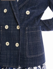 Load image into Gallery viewer, Pennyblack Navy Basketweave Double Breasted Blazer
