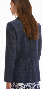 Pennyblack Navy Basketweave Double Breasted Blazer