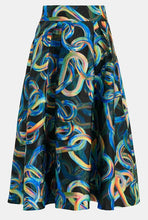 Load image into Gallery viewer, Essentiel Antwerp Black Jacquard Pleated Midi Skirt with Multicoloured Abstract Print
