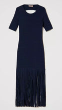 Load image into Gallery viewer, Twinset Navy Short Knit Dress with fringing
