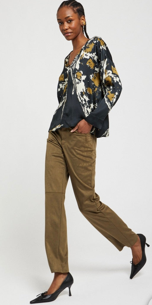 Ottodame Black & Gold B-Neck satin Viscose Top