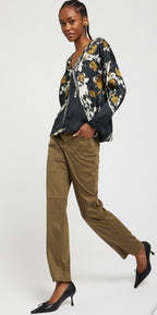 Ottodame Black & Gold B-Neck satin Viscose Top