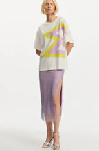 Load image into Gallery viewer, Essentiel Antwerp White Organic T-Shirt with Lilac &amp; Lime Star
