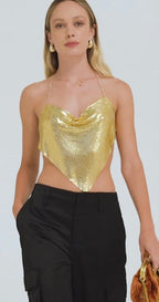 Nali Gold Mesh / Chain Mail Halter Meck Top