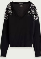 Scotch & Soda Black Fine Knit Sweater with Sequins
