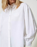 Twinset White Tuxedo Long Shirt with removable cuffs
