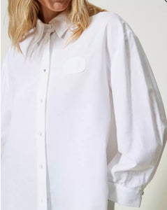 Twinset White Oversized Shirt with removable cuffs