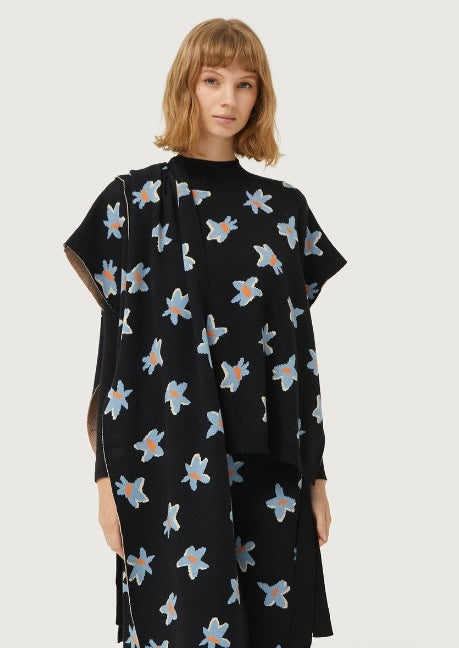 Compania Fantastica Black Floral Jacquard Sleeveless Pullover