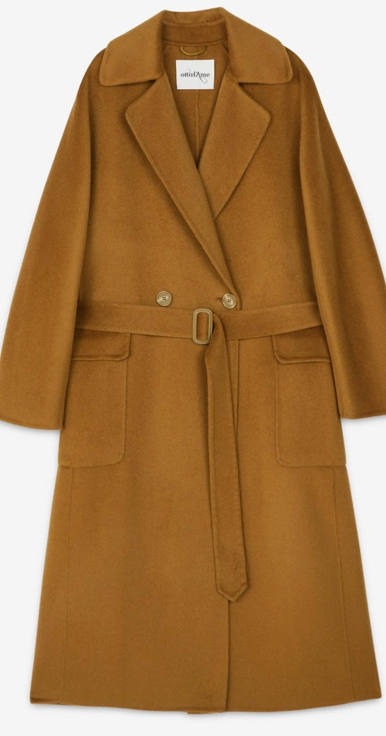 Ottod’Ame Mustard Gold Wool blend Long Coat