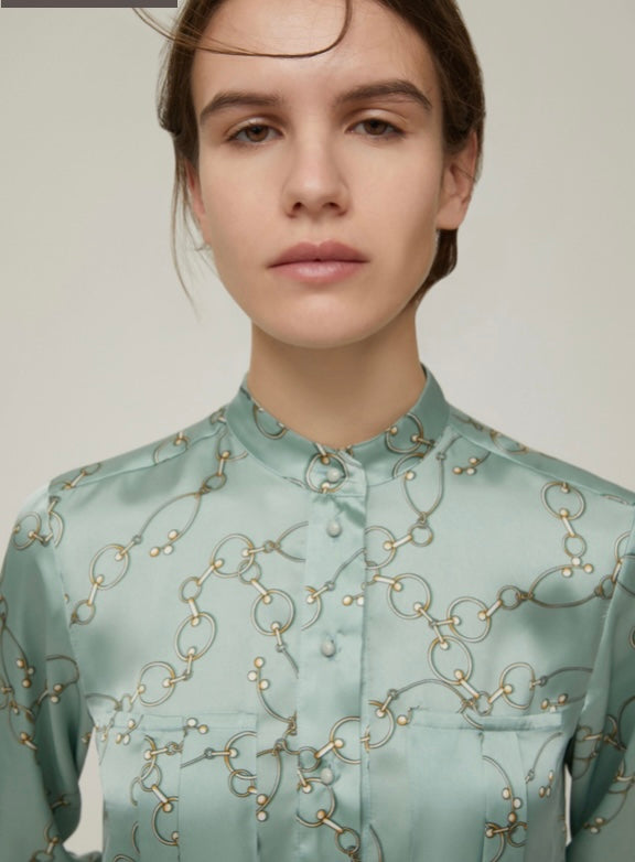 PennyBlack Mint Green Equestrian Print Shirt Dress